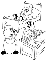 coloriage alvin et les chipmunks dans leur chambre
